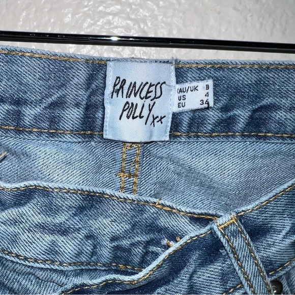 Princess Polly Holly Asymmetric Crossover Waist Rigid Straight Leg Jeans - Picture 10 of 12